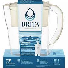 Brita Large 10 Cup Water Filter Pitcher with 1 Brita Elite Filter, Made Without BPA, Huron, White