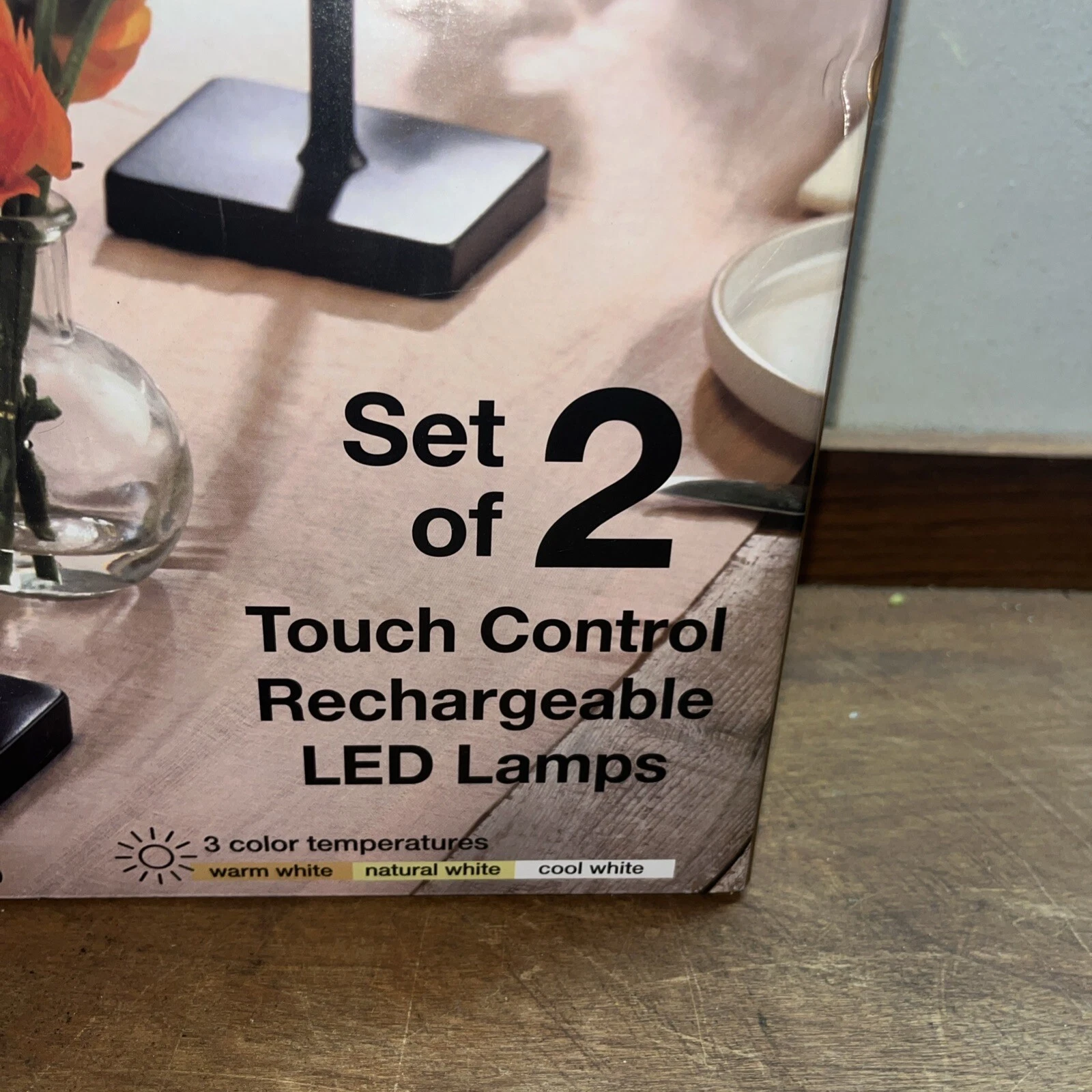 Mikasa Rechargeable 14-inch LED Lamps with Touch Control, Set of 2 Black - Image 7