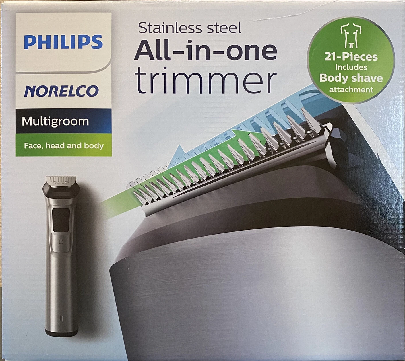 Philips Norelco Multigroom Stainless Steel All-in-one Trimmer 21-pieces