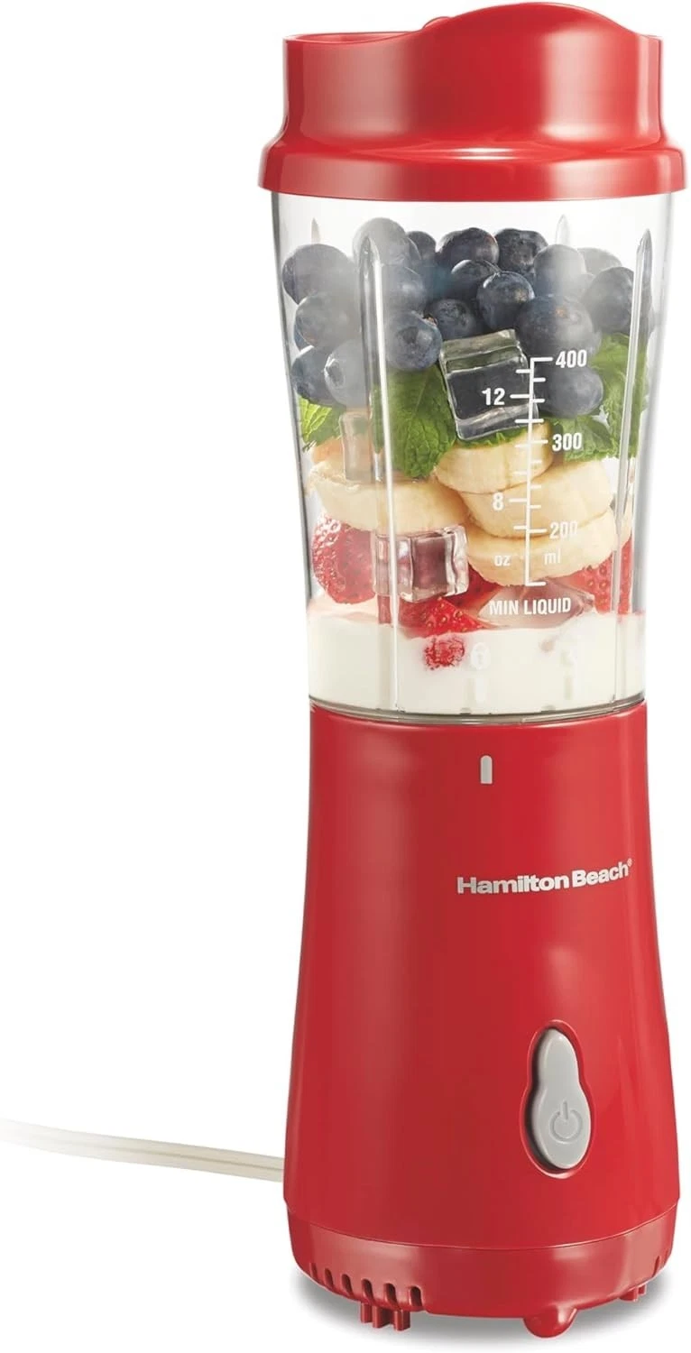 Hamilton Beach Shakes and Smoothies with BPA-Free Personal Blender, 14 oz, Red