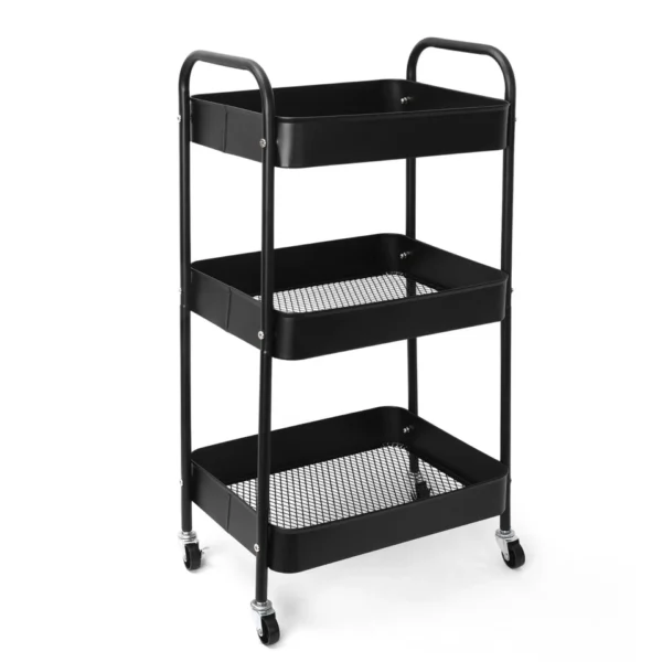 Storage Cart with 3-tier Rolling Utility Trolley with Lockable Wheels and handle