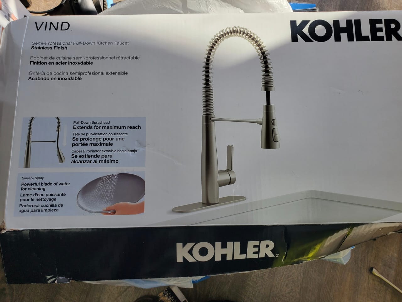 KOHLER Clarus Semi Professional Single Handle Pull Down Sprayer Kitchen Faucet in Vibrant Stainless