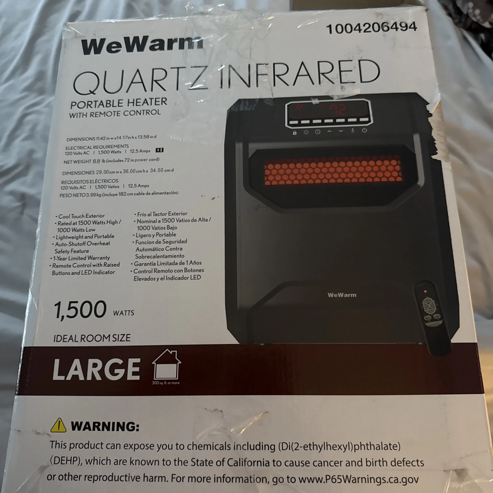 We Warm Electric 6 Element Infrared Space Heater Black Plastic - Image 2