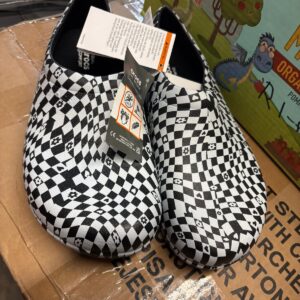 Crocs Black  White Crocs on-the-Clock Work Graphic Slip-on Shoe