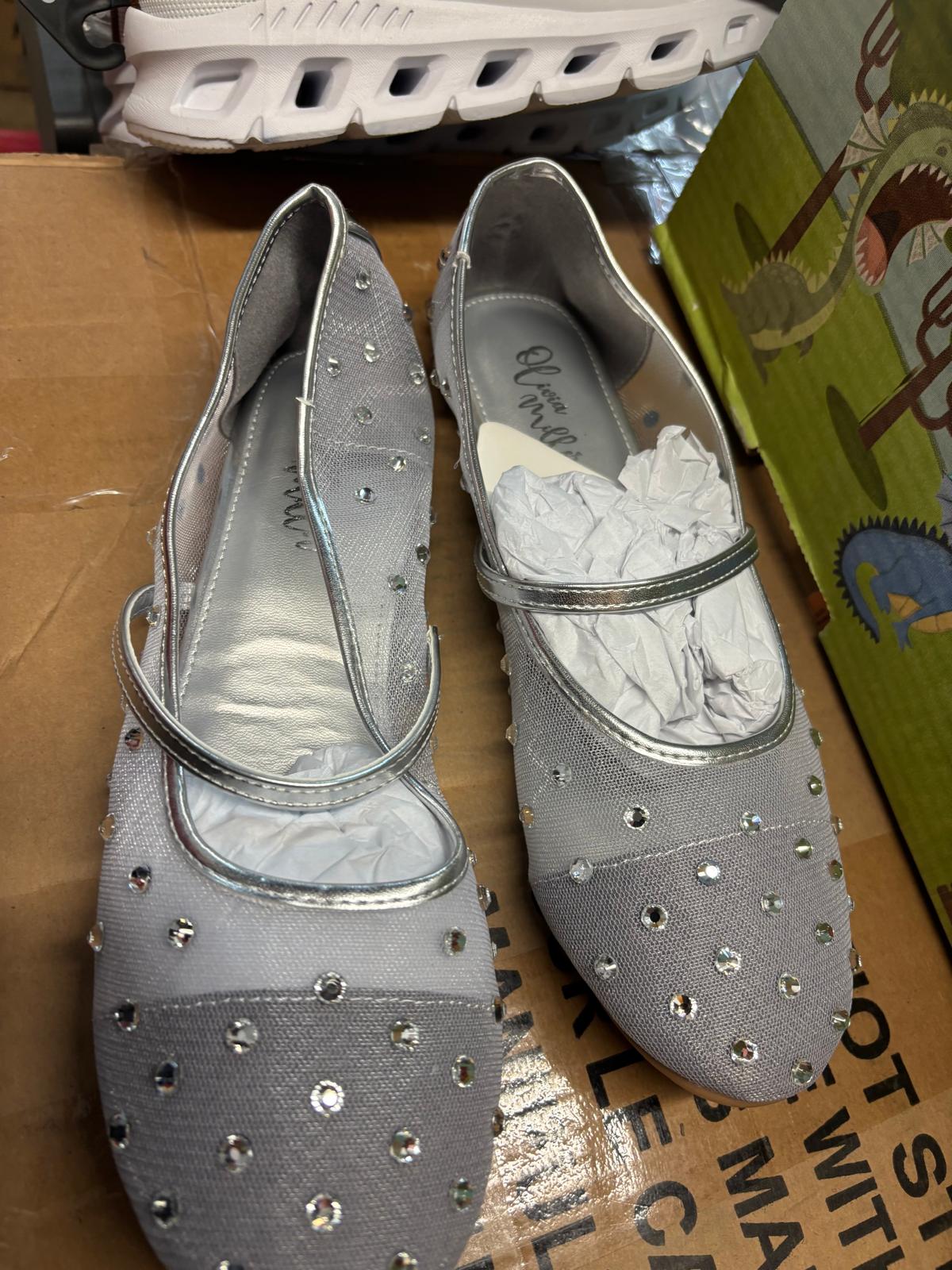 Olivia Miller Women's Eternity Rhinestone Mesh Flats Size 10