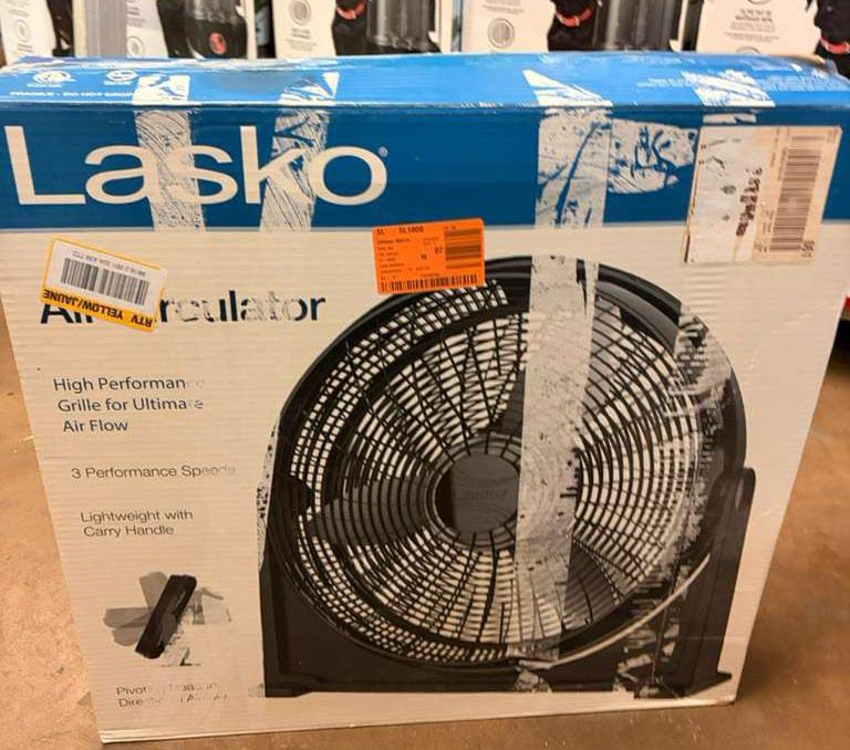 Lasko 20 in. 3 Speed Air Circulator Floor Fan for Home in Black with Wall Mount Option, Full Range