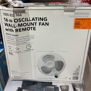 16-inch oscillating wall-mount fan with a remote control