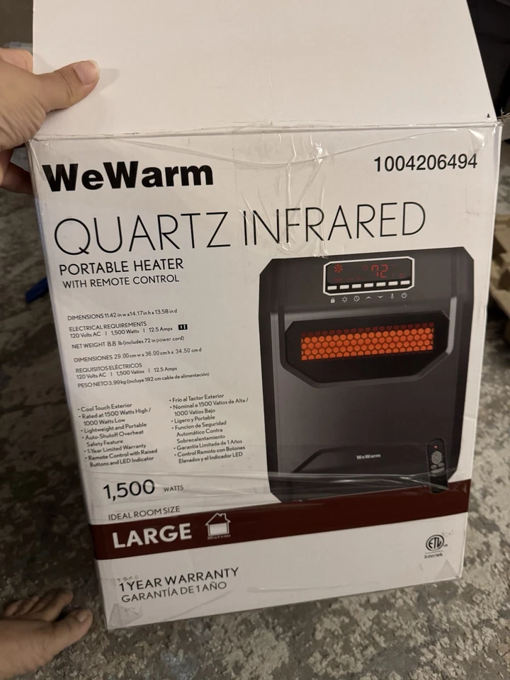 We Warm 1,500 Watt 6 Element Infrared Space Heater w Remote Black