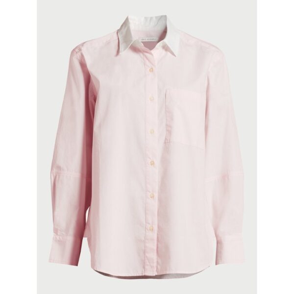 Free Assembly Women's Button Front Boxy Tunic Shirt with Long Sleeves, Sizes M