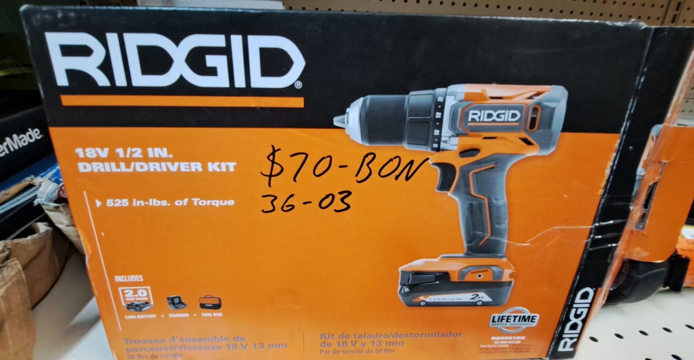 Ridgid 18V 12 in Hammer Drill Driver W 2 Ah Battery & Charger