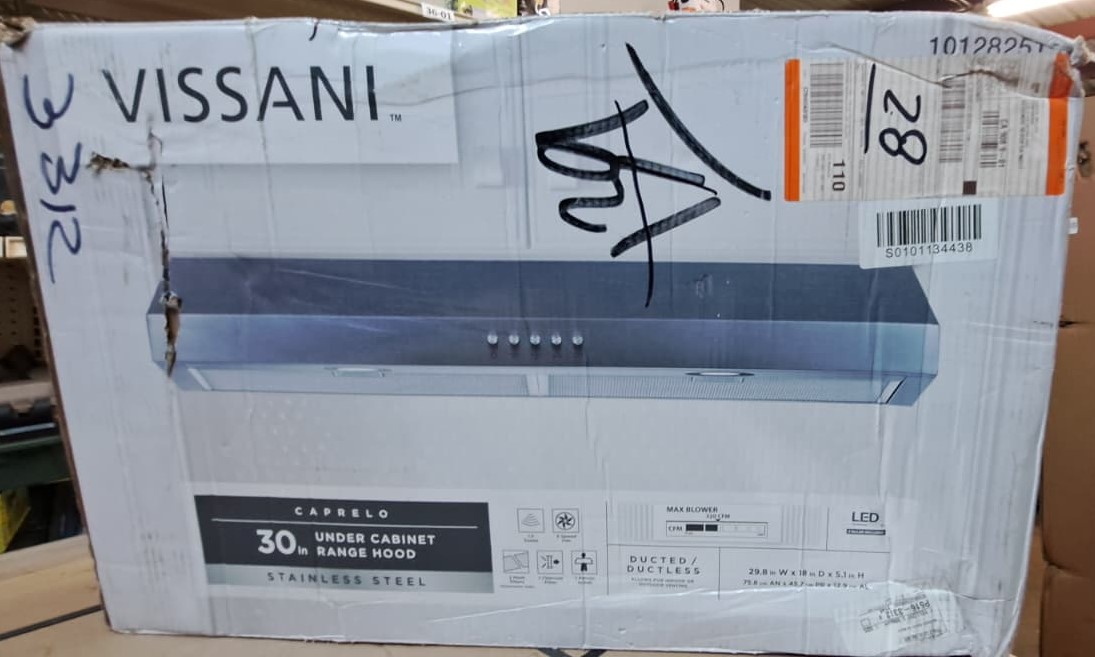 Vissani Caprelo 30-inch 320CFM convertible under-cabinet range hood in stainless steel