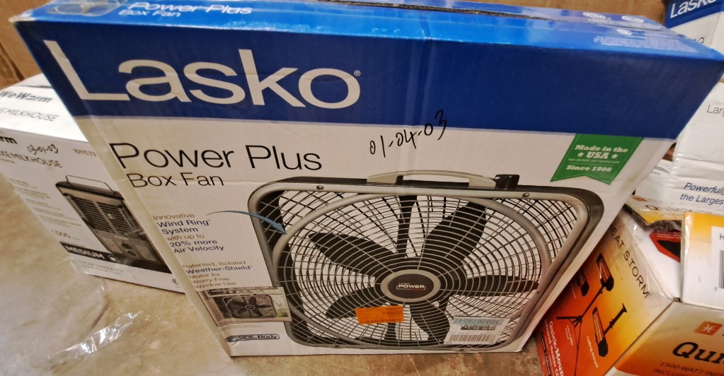 asko Power Plus 20 in. 3 Speed Box Fan for Home in Gray w/ Weather Shield Design for Window Use
