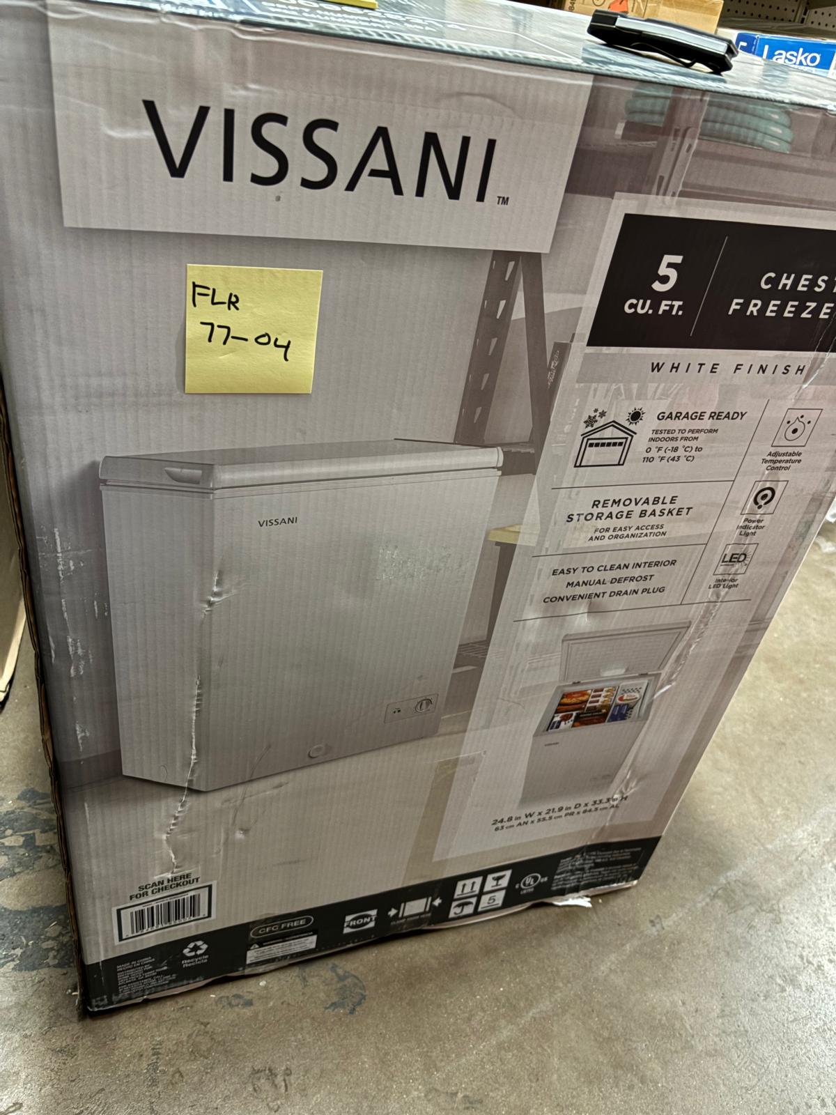 Vissani 5.0 cu. ft. Manual Defrost Chest Freezer with LED Light in White Garage Ready