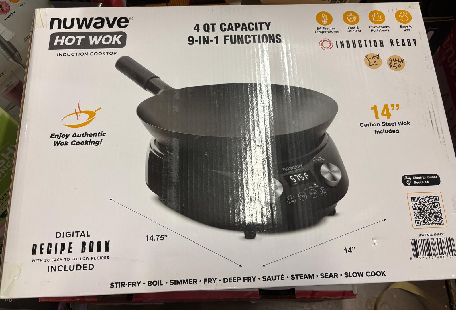 NuWave Hot Wok Induction Cooktop 14” Carbon Steel