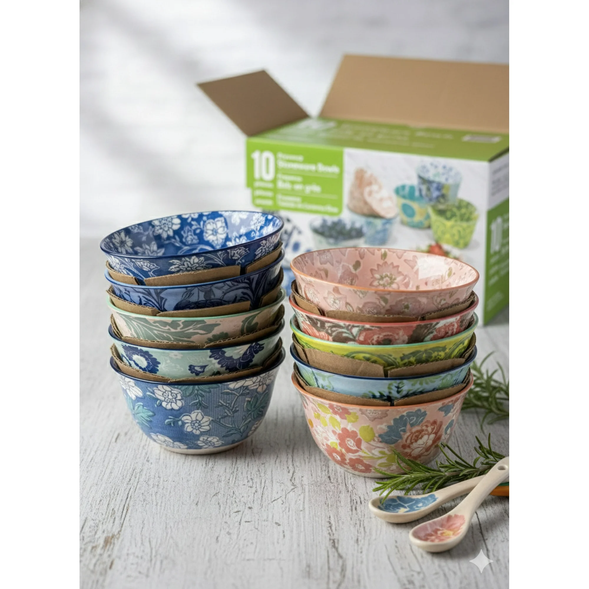 provence Stoneware Bowls (10-piece set) - Image 4