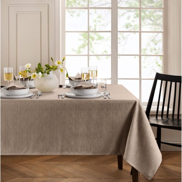 Elrene Home Fashions Continental Solid Texture Water and Stain Resistant Oval Tablecloth
