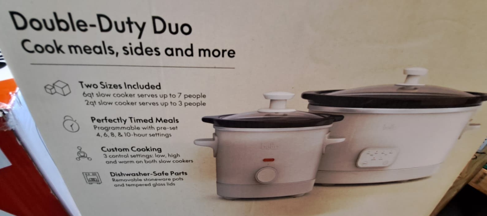 Bella 6-Quart Programmable Slow Cooker with Additional 2-quart Slow Cooker Set