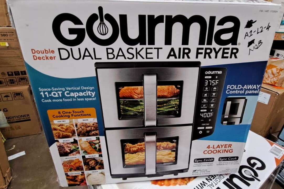 Gourmia 11 Quart Dual Basket Air Fryer with Smart Finish & 4-Layer Cooking