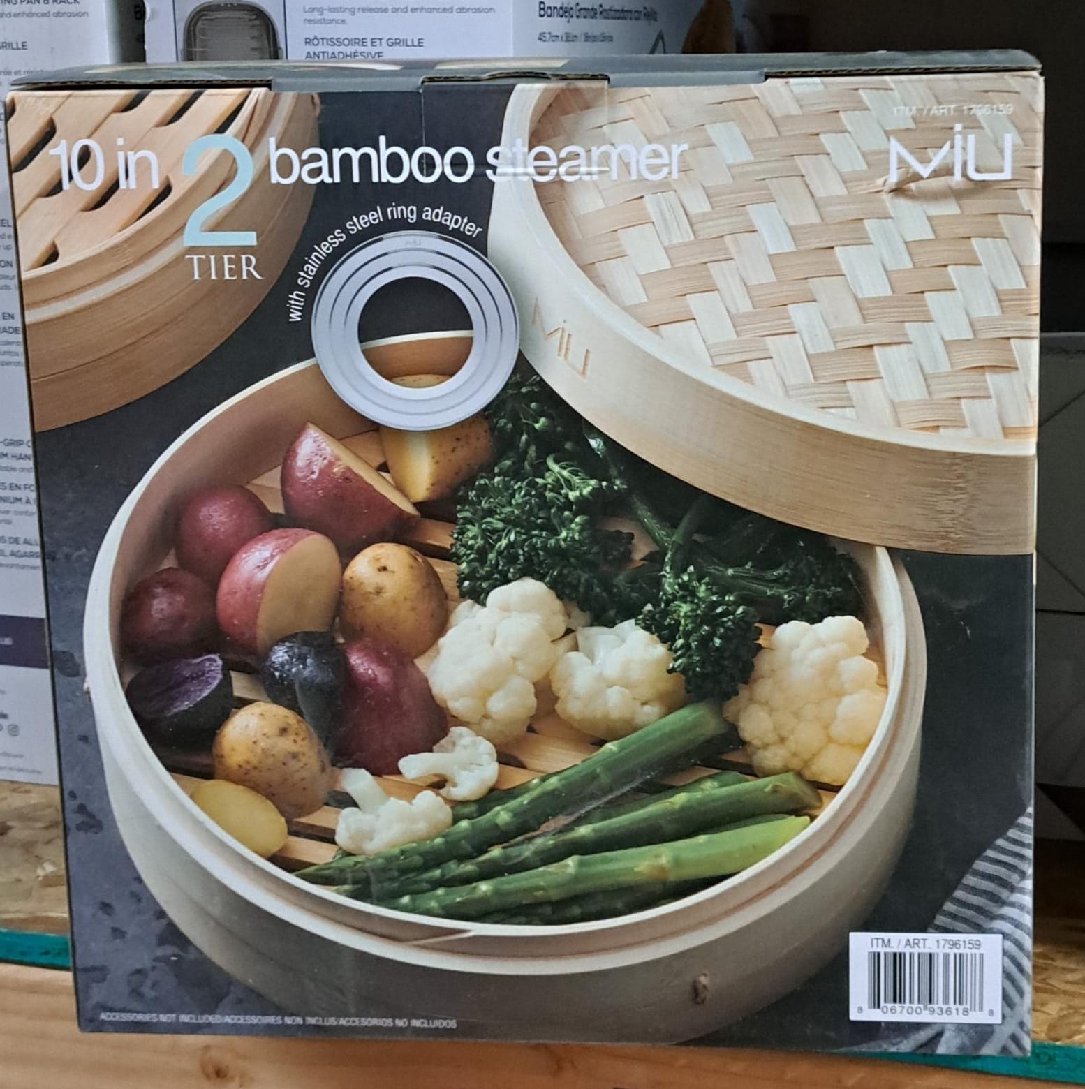 MIU 10 Inch 2 Tier Bamboo Steamer