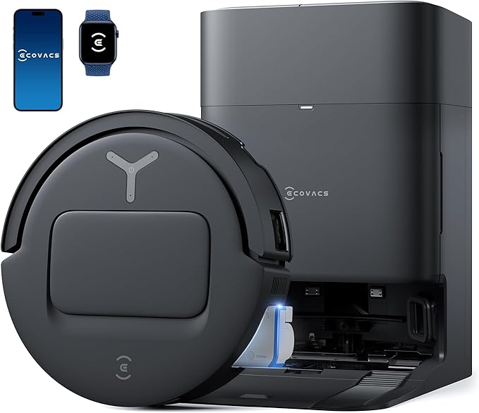 ECOVACS DEEBOT T80 Omni Robot Vacuum and Mop, 18,000Pa Suction, OZMO Roller Mop with TruEdge, Zero-Tangle Brush, AI Navigation, All-in-One Station