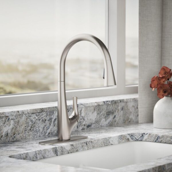 Kohler Lir R33449-VS pull-down kitchen faucet in a Vibrant Stainless finish