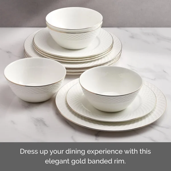 Mikasa Trellis Gold 12-piece Bone China Dinnerware Set