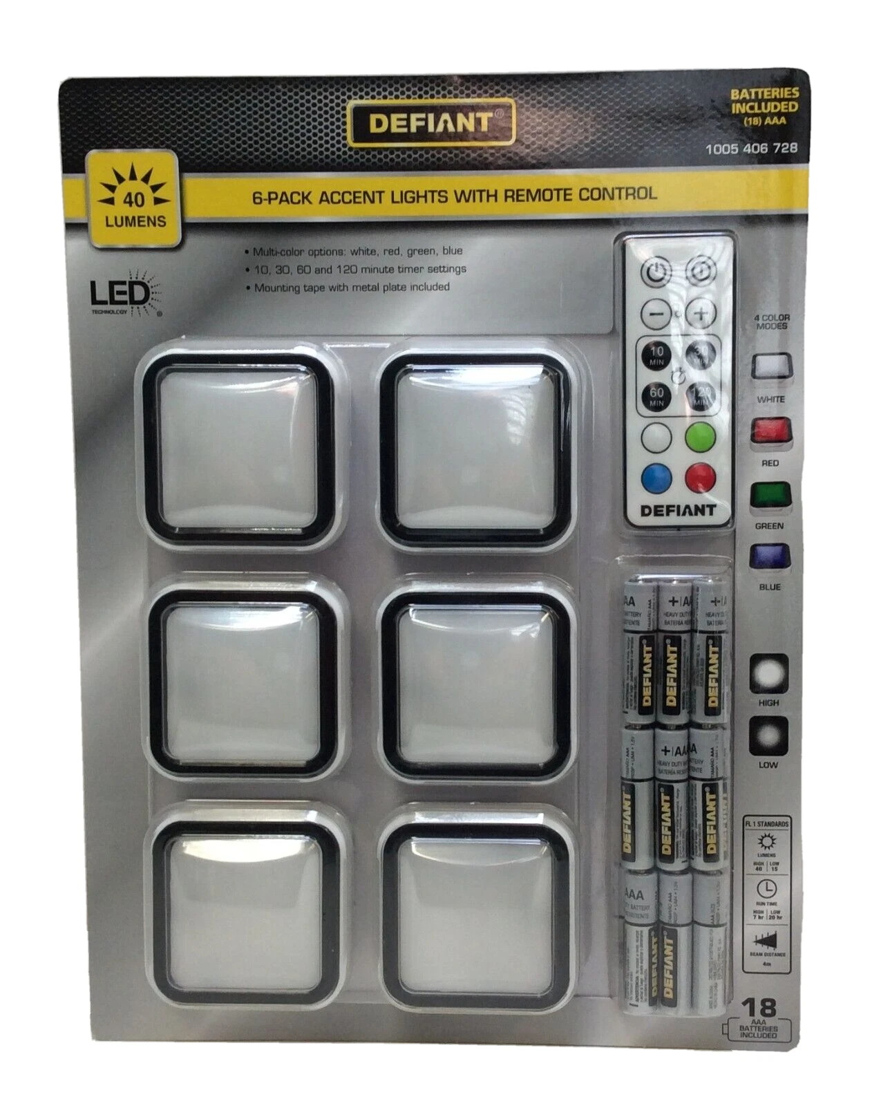 Defiant 6-Pack LED Accent Lights with Remote Control 4 Colors