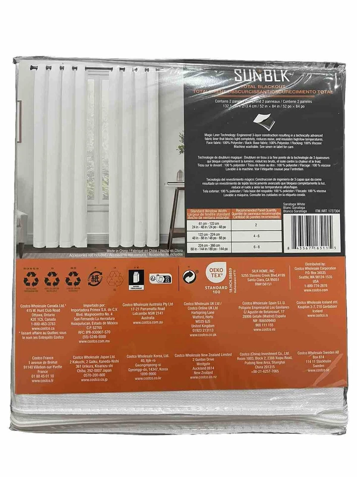 SunBlk Total Blackout Curtains 52 x 84 In. 2 Panels Kinsley Taupe white