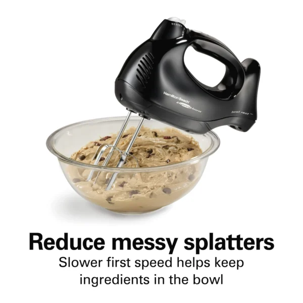 Hamilton Beach 6-Speed Electric Hand Mixer with QuickBurst Technology, Storage Case & 3 Attachments, Black