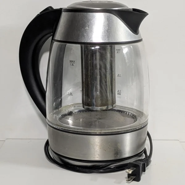 Chefman Fast-Boil 1.8L 1500W Glass Electric Kettle with Tea Infuser - Stainless Steel