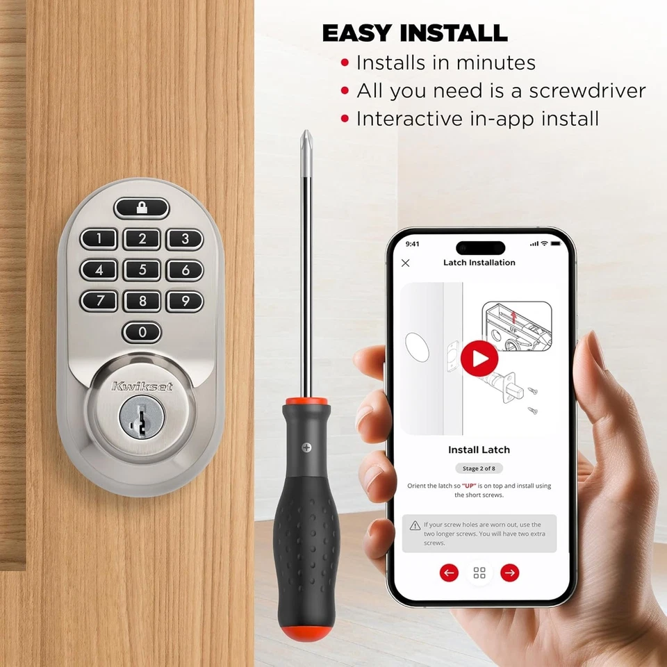 Kwikset Halo Keypad Wi-Fi Smart Lock in a Satin Nickel finish - Image 4