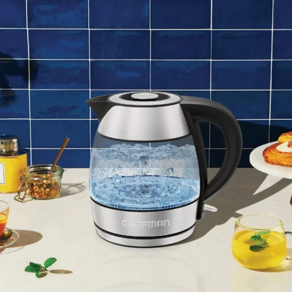 Chefman Fast-Boil 120V 1100W Glass Electric Kettle