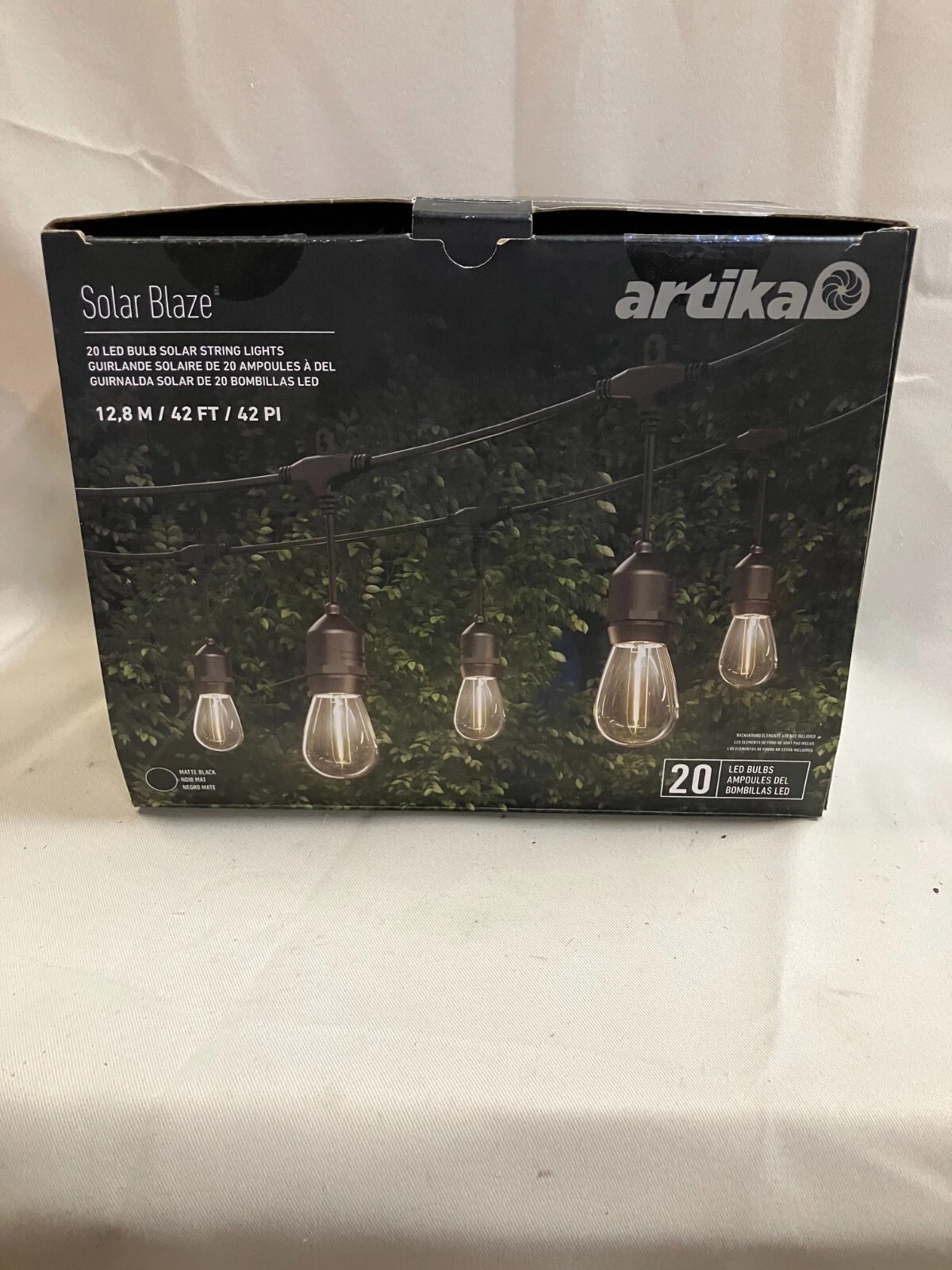 Artika Blaze 20 LED Bulb Outdoor Solar String Lights Matte Black