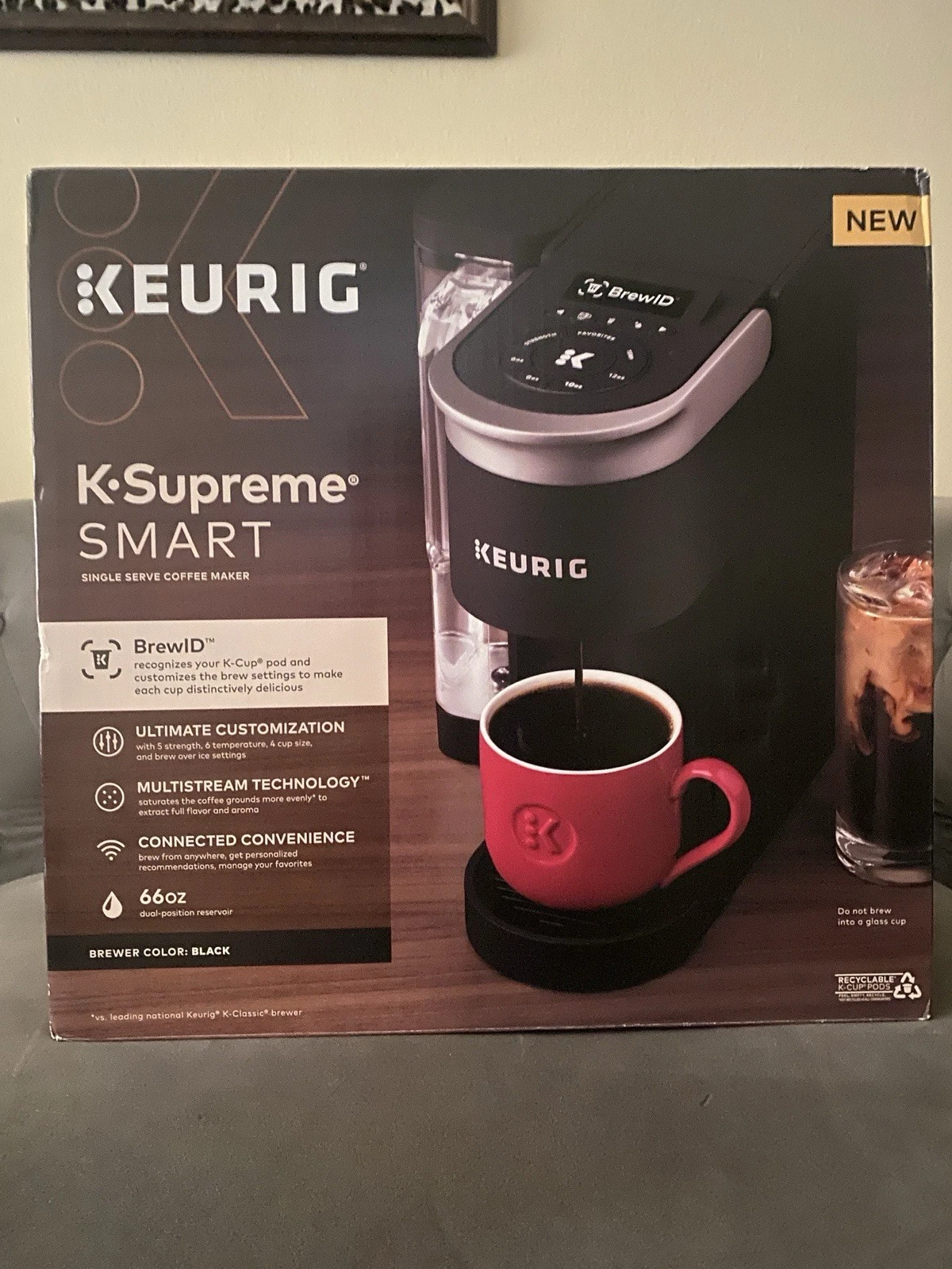 Keurig K-Supreme SMART, Single Serve Coffee Maker with WiFi Compatibility, 4 Brew Sizes, Black