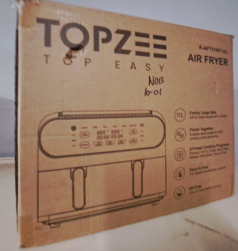 TOPZEE 11-QT Large Air Fryer - 8 in 1 XL Airfryer with Flex Basket,Divider,Black