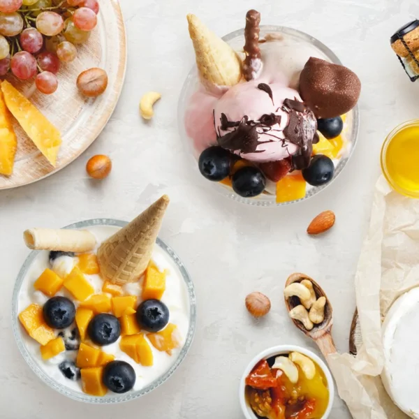 Ice Cream Cups, Glass Dessert Bowls Set of 6