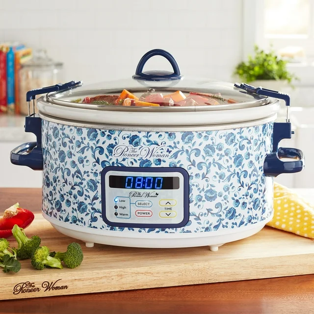 Pioneer Woman Scroll Floral 6-Quart Stainless Steel Digital Slow Cooker - Image 5