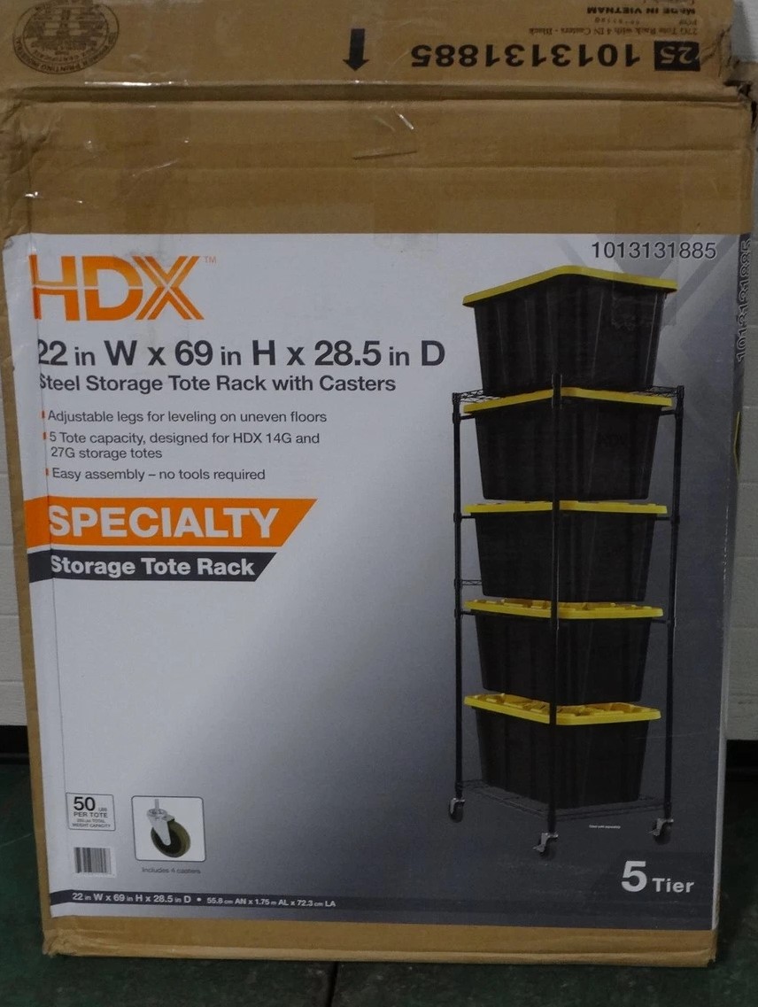 HDX 22 in. W x 69 in. H Steel Storage Tote Rack with Casters