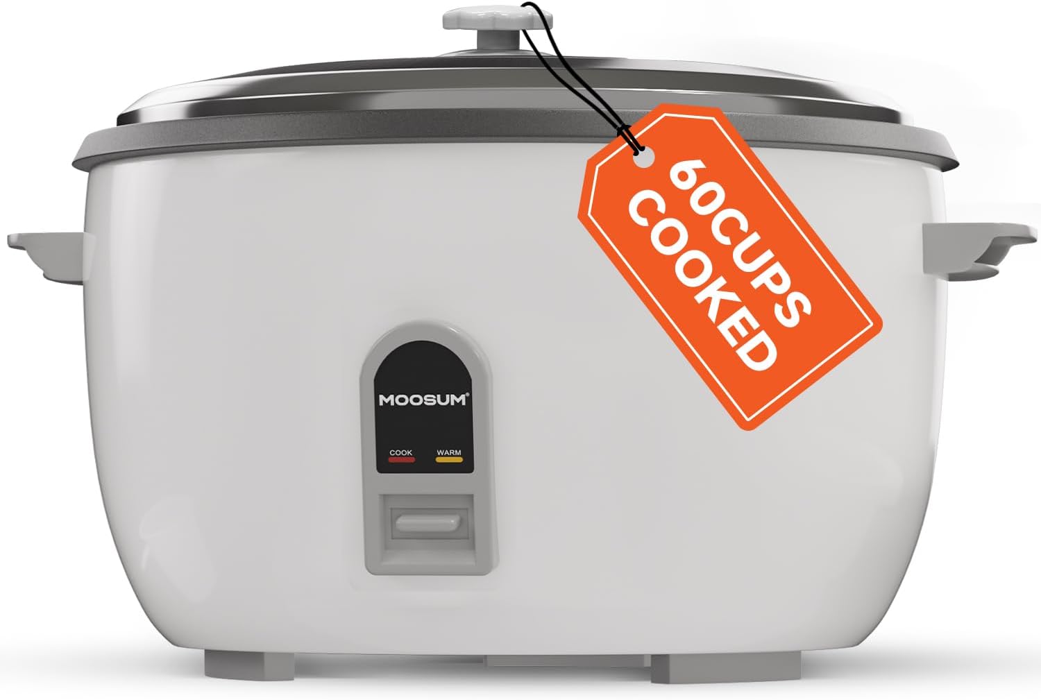 Commercial Rice Cooker, Large Capacity 30-Cup (UnCooked), 60-Cup (Cooked) with One Touch Operation and 12-Hour Keep Warm, Easy to Use and clean,1600W, White