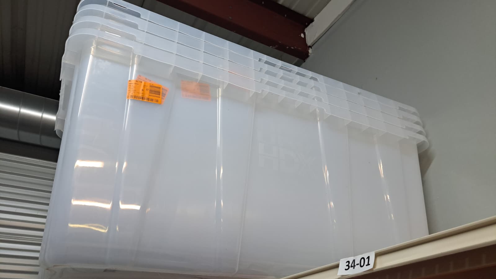 HDX - 57 Gal. Tough Storage Tote in Clear with Yellow Lid