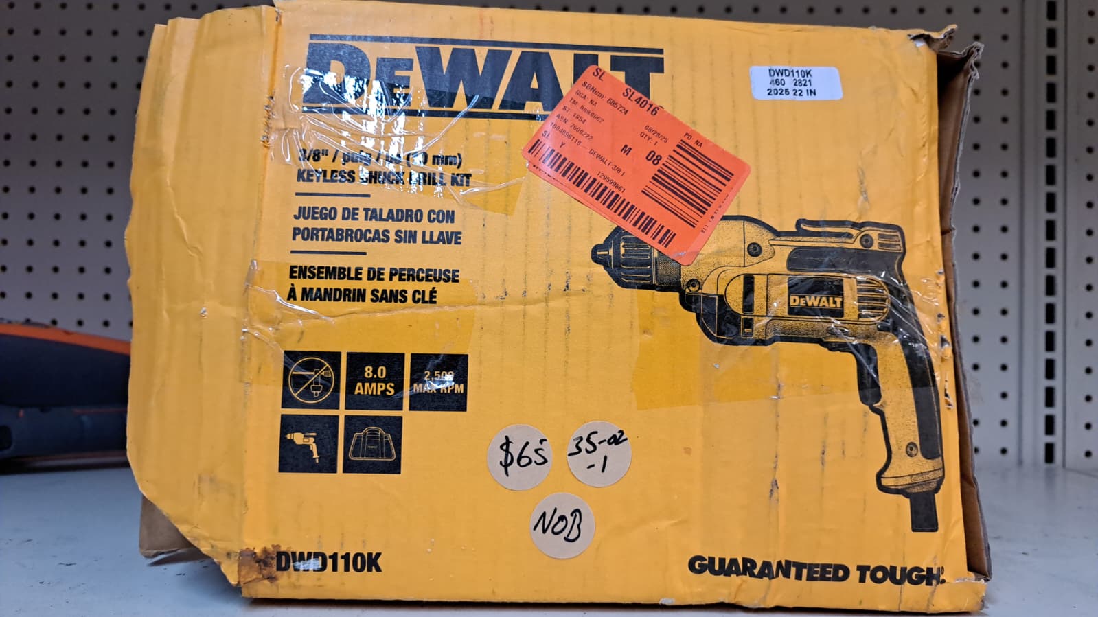 DeWalt DWDDeWalt DWD110K 8 Amp 38-Inch Corded Variable Speed Reversible Drill Kit. 110K 8 Amp 38-Inch Corded Variable Speed Reversible Drill Kit. 