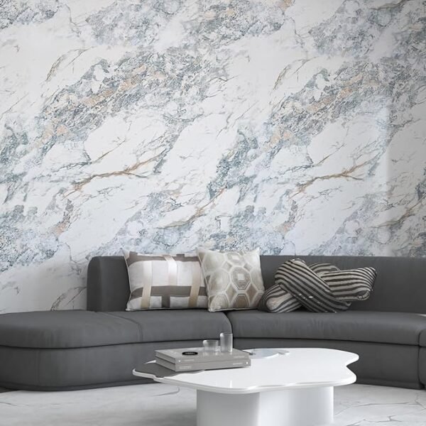 Thick Blue Marble Granite peel and stick Wall Paper 48x591 inch Vinyl Wrap Flower Textured Countertop Waterproof Contact Paper Removable Modern Walls Sticker Mural Top Decor Barthroom Backsplash Roll