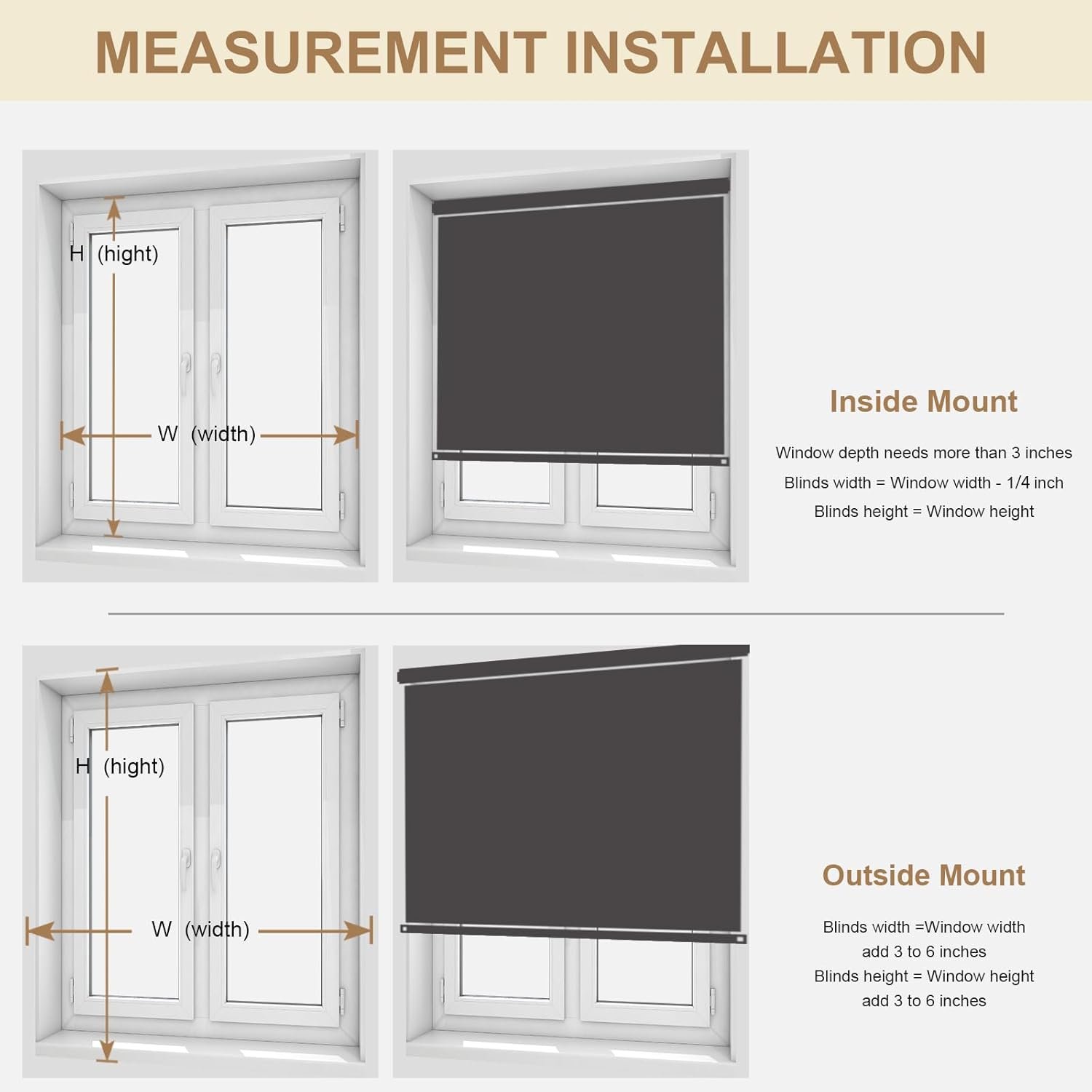 MYshade Blackout Cordless Roller Shades, Room Darkening Free-Stop Roll Up Blinds for Windows, Pull Down Blocking Blind for Home and Office, Easy to Install, 54" W X 72" H, Black