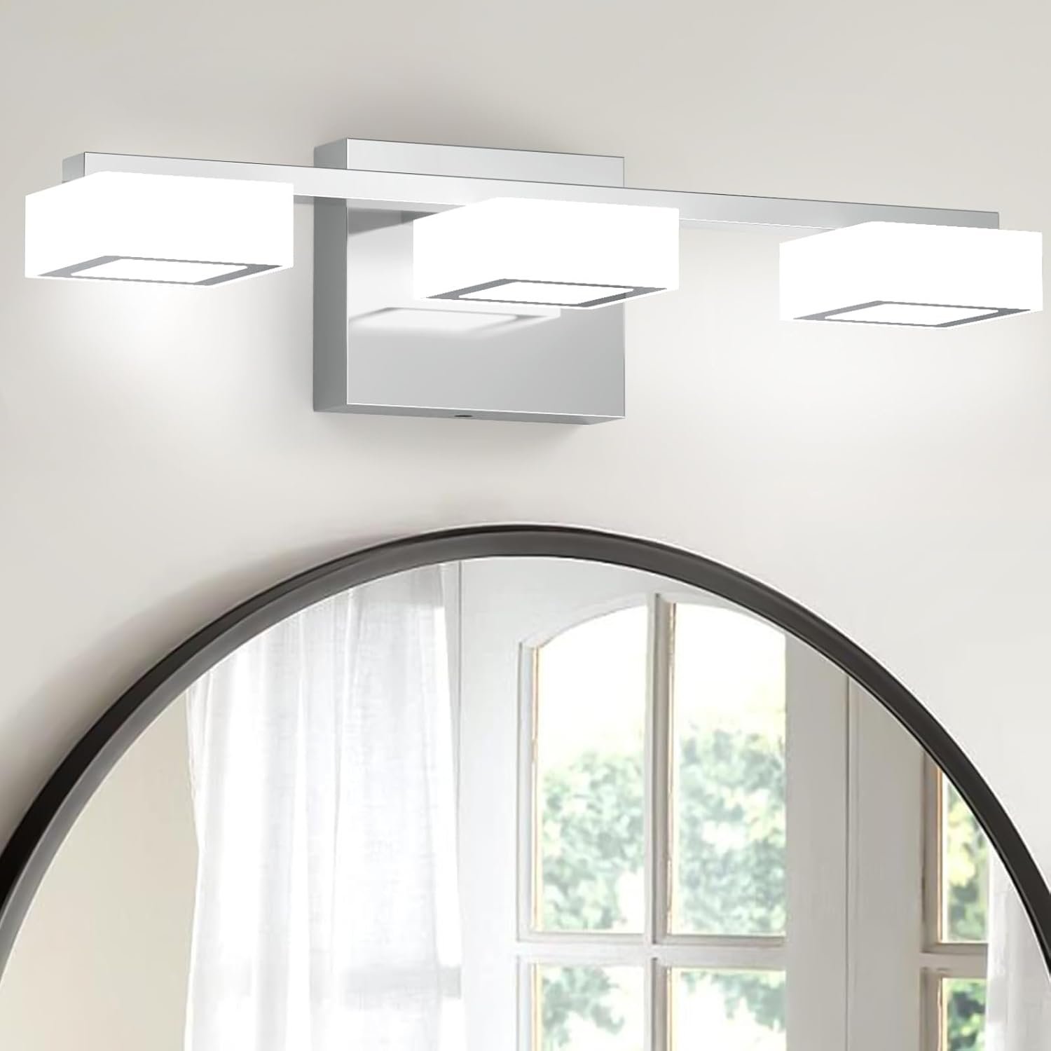 MYTH REALM LED Modern Bathroom Light Fixtures Over Mirror, 3-Light Dimmable Vanity Lights, Chrome Acrylic Bathroom Vanity Light, 2700K-6500K Adjustable, ETL Certificated - Image 3