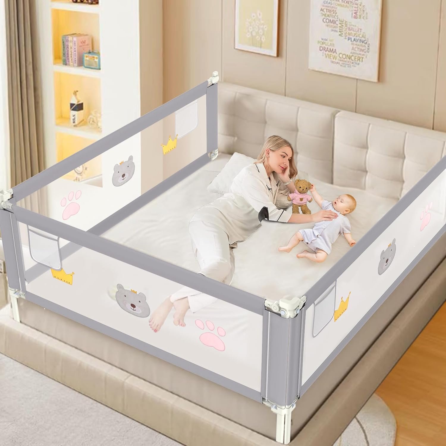 JWPEHOE Height Adjustable Bed Rail for Toddlers, Kids Safety Baby Bed Rail for TwinFullKingQueen Size Bed (1 Side, 39 Inch)