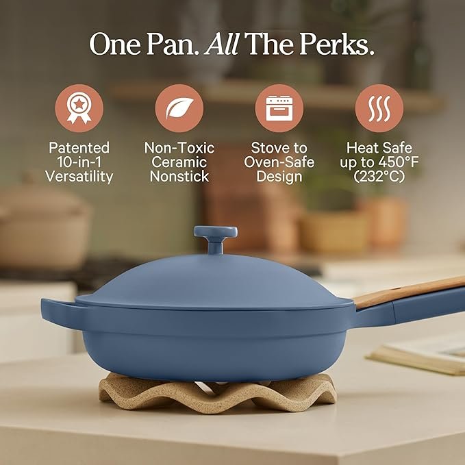 Tramontina All-in-One Plus Pan 5-Quart – Blue Ceramic Nonstick Multi-Use Cookware Set - Image 5