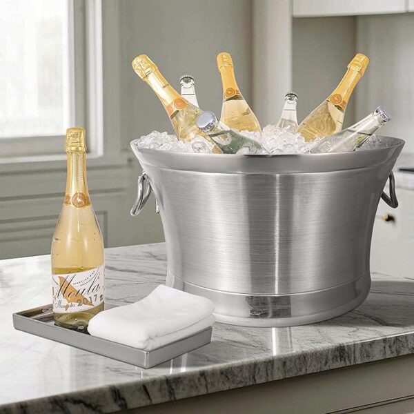 BARsics Large 6-Gallon Double Wall Stainless Steel Beverage Tub – Insulated Ice Bucket for Parties, Drinks, Beer & Wine Chiller for Indoor & Outdoor Events