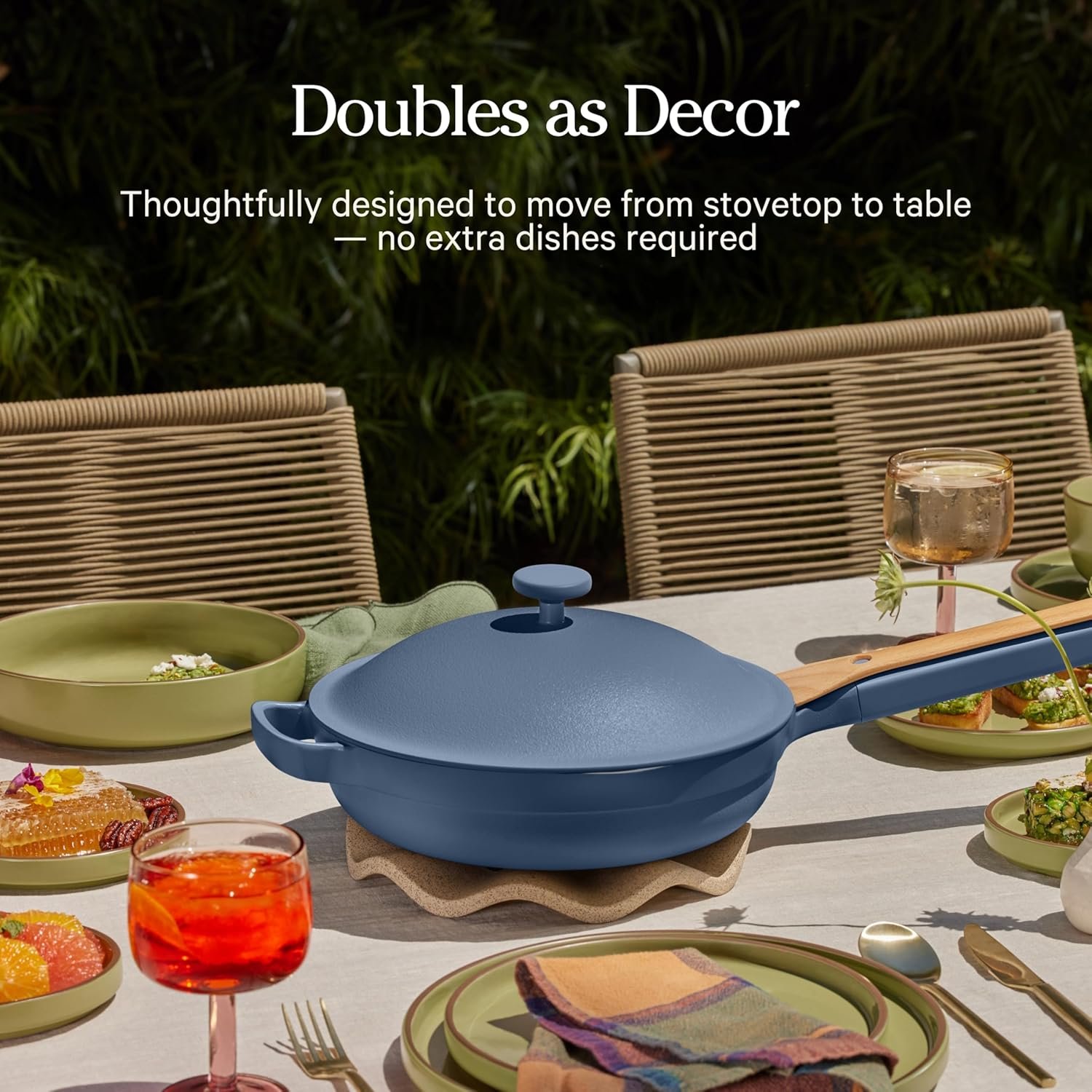 Tramontina All-in-One Plus Pan 5-Quart – Blue Ceramic Nonstick Multi-Use Cookware Set - Image 4