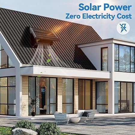 25W Solar Roof Vent Fan with 8 Inch Removable Roof Vents,Solar Attic Exhaust Fan for Ventilation System,Ideal Soalr Roof Fan for Garage, Shop and Warehouse,Black - Image 6