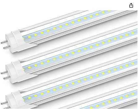 JESLED 2FT T8 LED Tube Light, 10W(24W Equiv.), 5000K Daylight, 1120LM, 24 Inch Type A+B LED Bulb, Plug & Play or Ballast Bypass, Double-Ended, F17T8 Fluorescent Replacement, Clear, 4 Pack, ETL